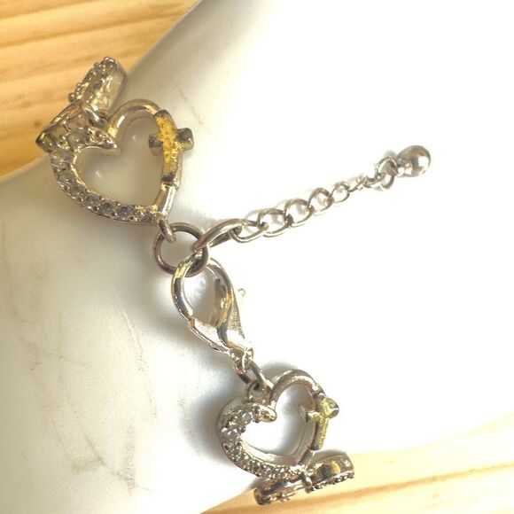 Rhinestone Heart  cross Link Bracelet - Picture 6 of 11